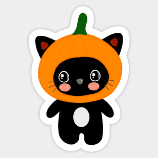Funny Kawaii Cute Black Cat Pumpkin Halloween Costume Sticker